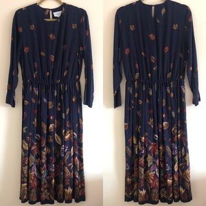 Vintage 80’s Fall Autumn Long Sleeve Dress